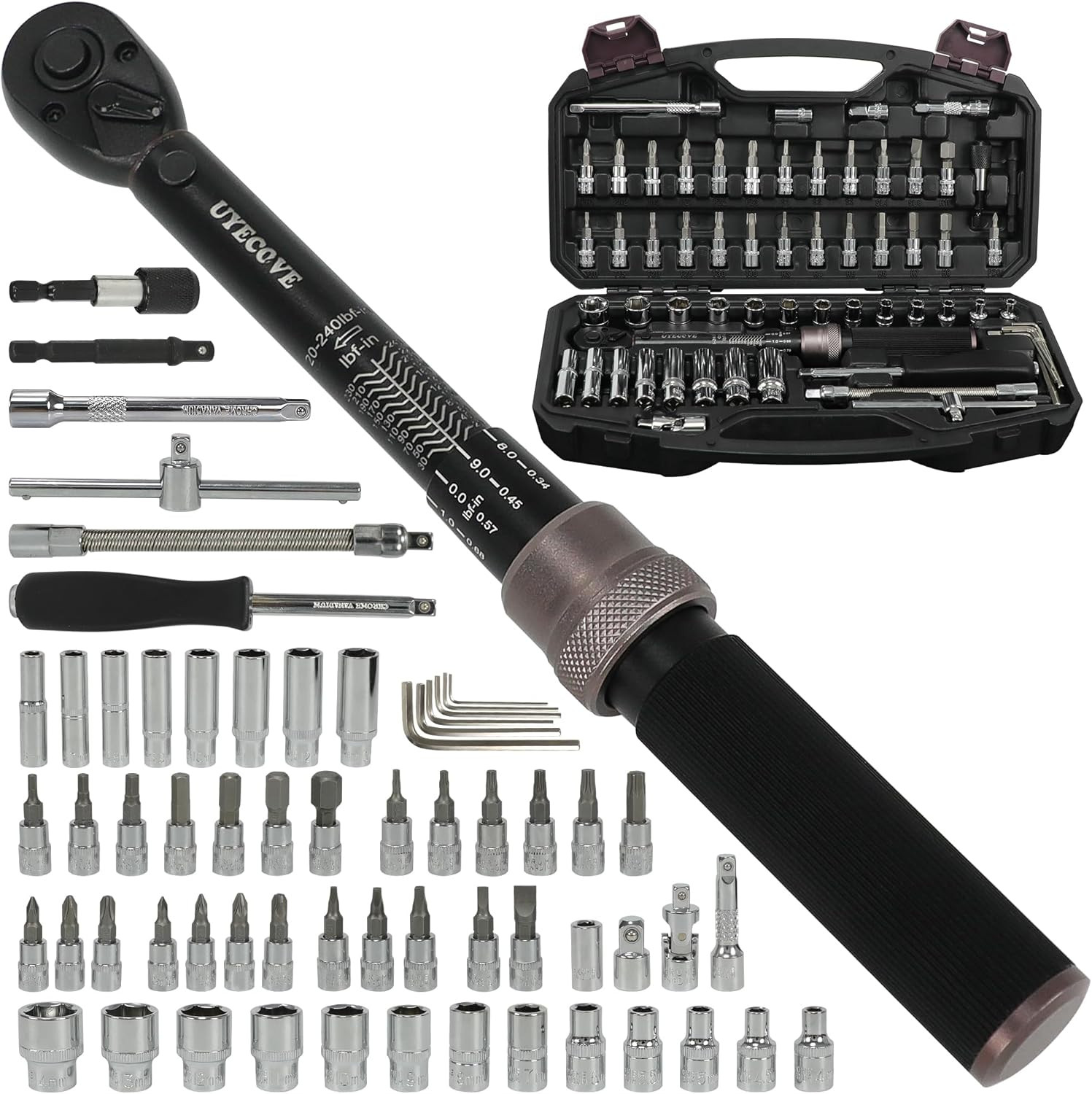 63Pcs 1/4-Inch Drive Click Torque Wrench Set(1-25 N.M/20-240In.Lb)，With Bit Sock gallery