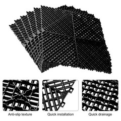 43ft² Interlocking Drainage 0.71″ Thick 16×16 in Modular Garage Flooring Mats