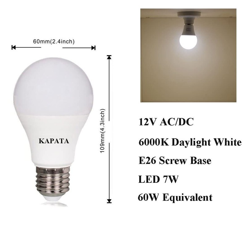 12V Light Bulb Daylight White 6000K E26 Edison Base Energy Saving 60W Equivalent gallery
