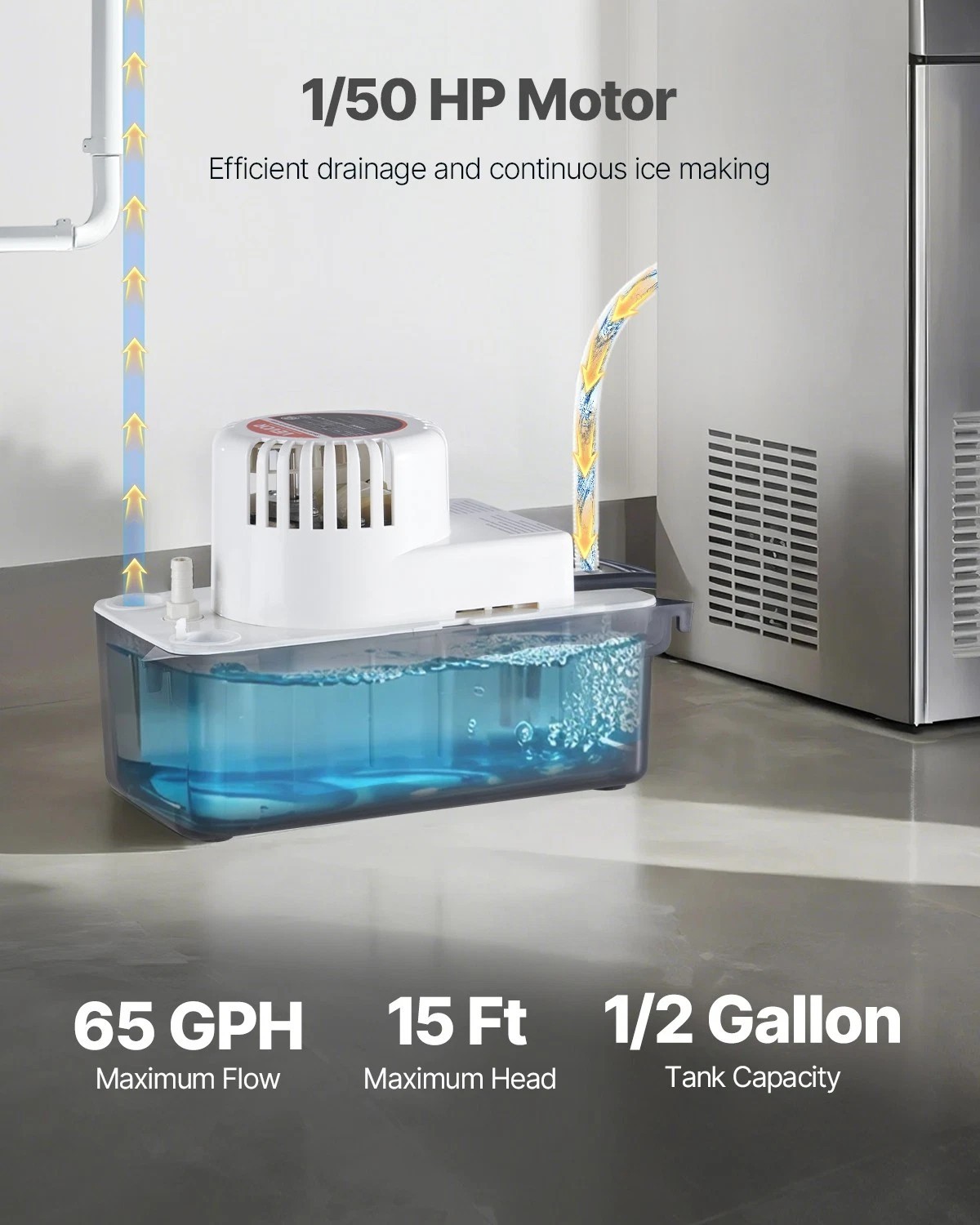 Condensate Removal Pump Automatic Condensate Pump 1/50 HP 65GPH 15 ft Lift gallery