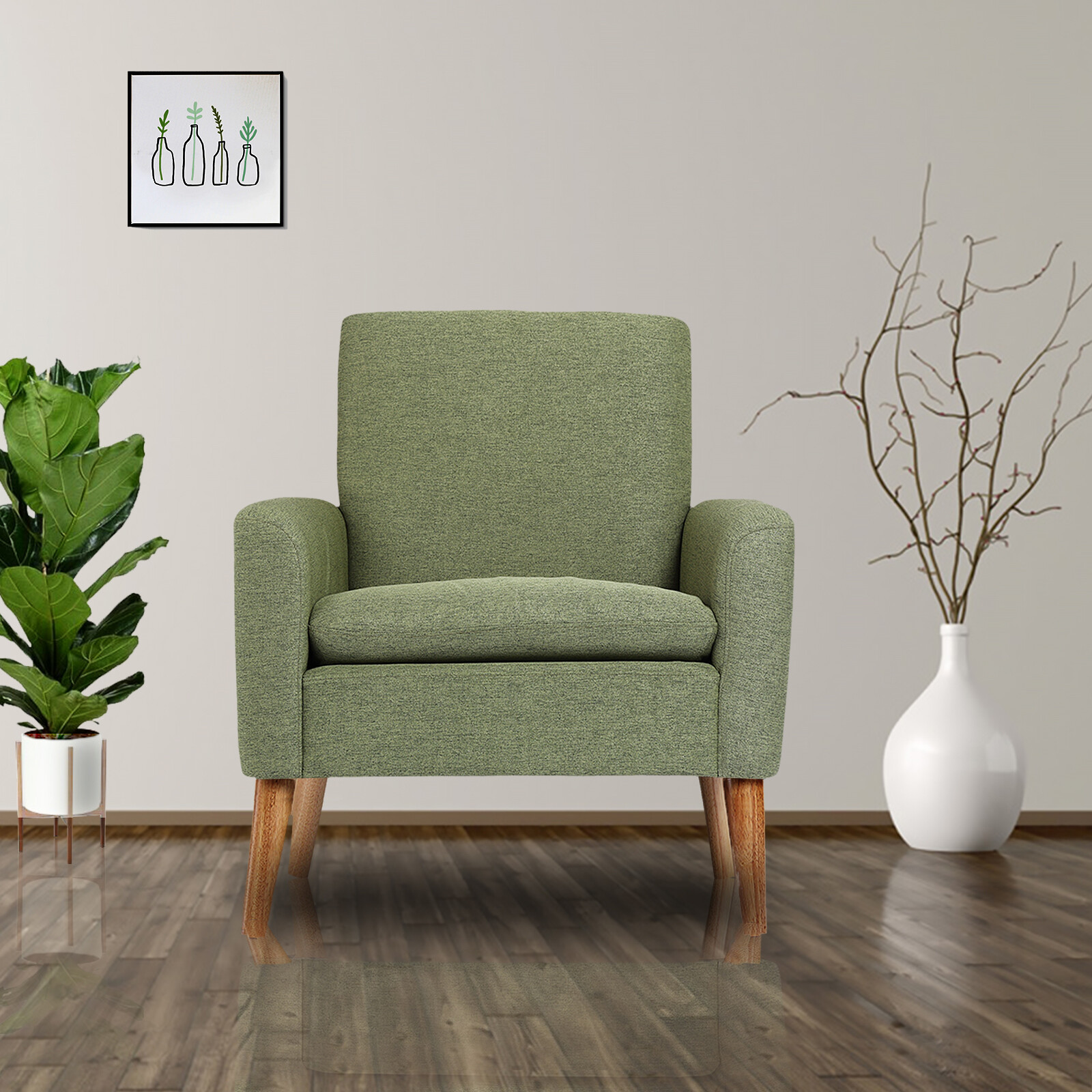 Modern Accent Fabric Chair Single Sofa Comfy Upholstered Armchair Living Room gallery