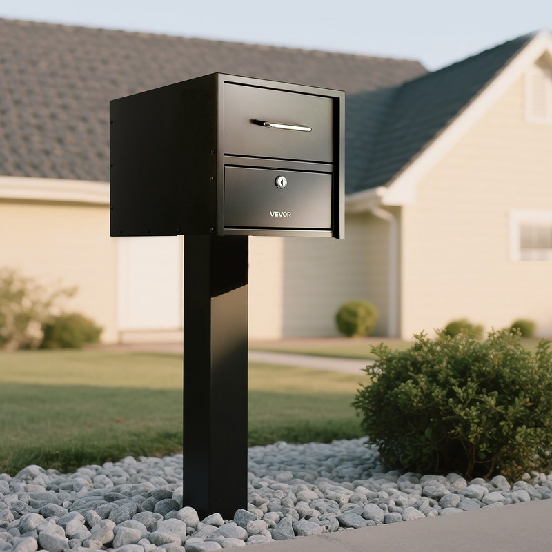 VEVOR Post Mount Mailbox for Outside House Lockable Metal Mail Box Magnetic Door gallery