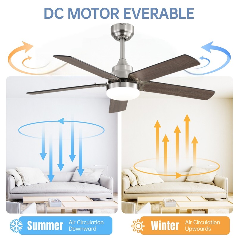 42'' Brushed Nickel Low Profile Ceiling Fan Light w/ Remote 6 Speed Dimable LED gallery