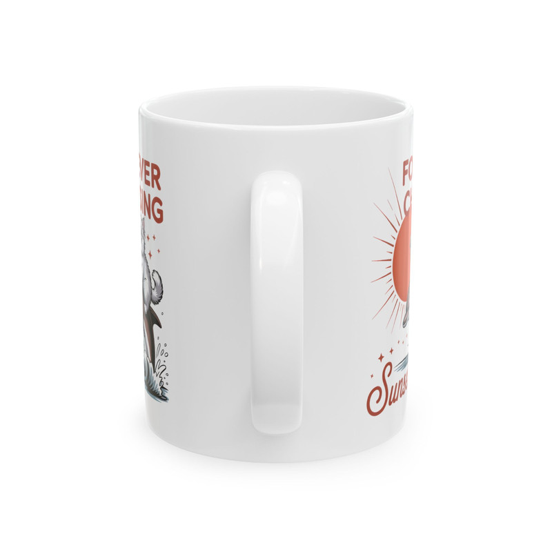 Summer Cat Mug Beach Surfing Cat Chasing Sunets Cat Lover Gift Coffee Cup gallery