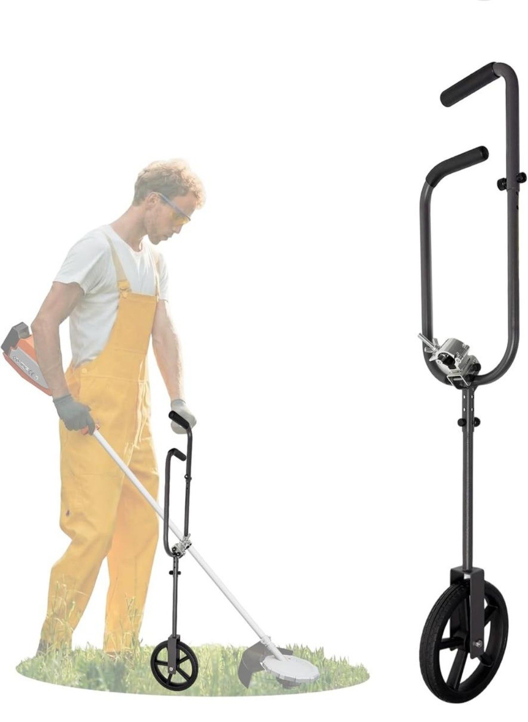 2-in-1 Wheeled String Trimmer Handle Extension 33-37 in Black Aluminum gallery