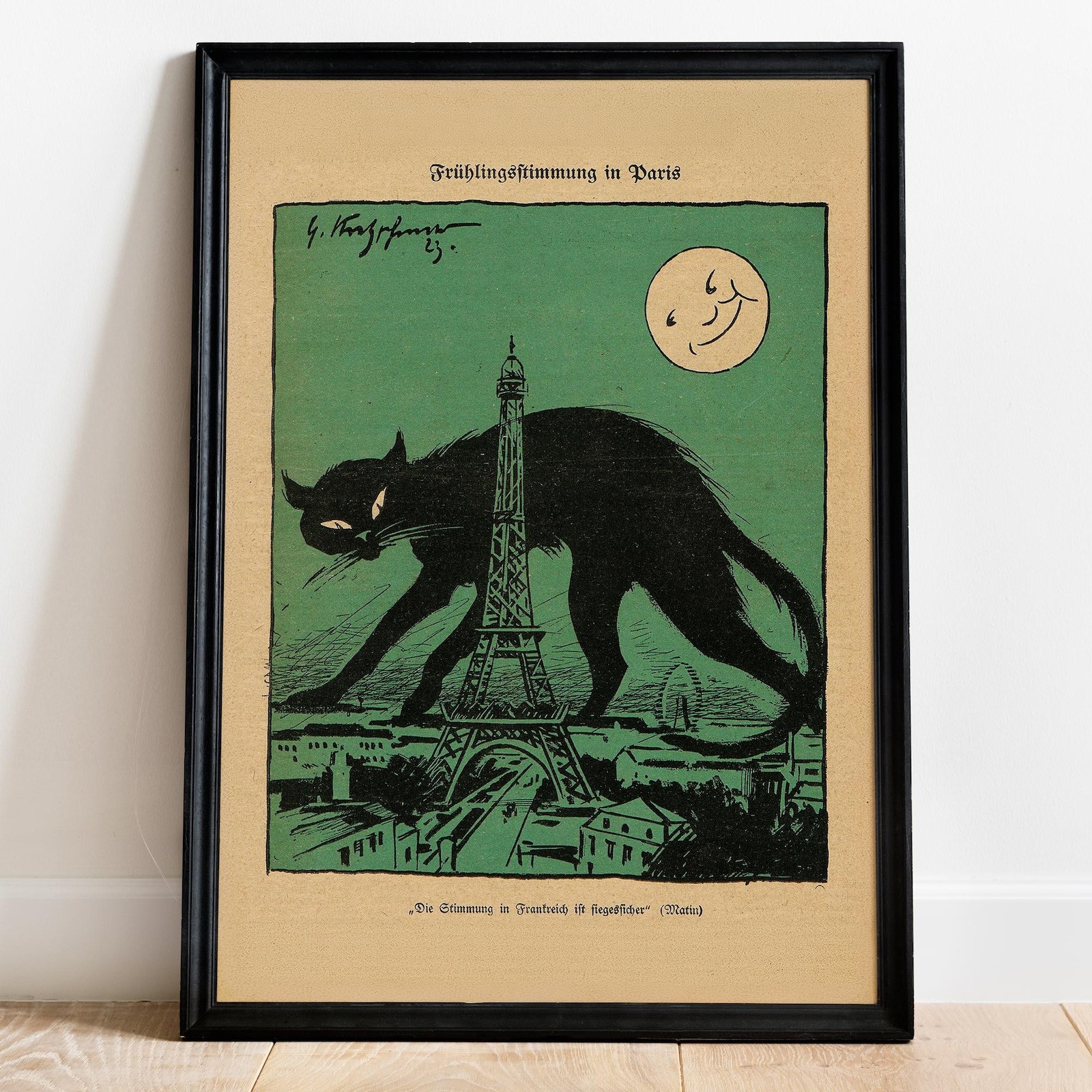 Springtime in Paris Fine Art Poster Black Cat Art Deco Museum Quality Decor gallery
