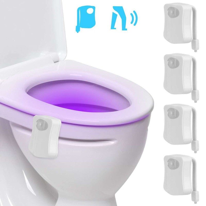 4Pcs Motion Activated LED Bathroom Toilet bowl Night Light 16 Colors Kids Safe gallery