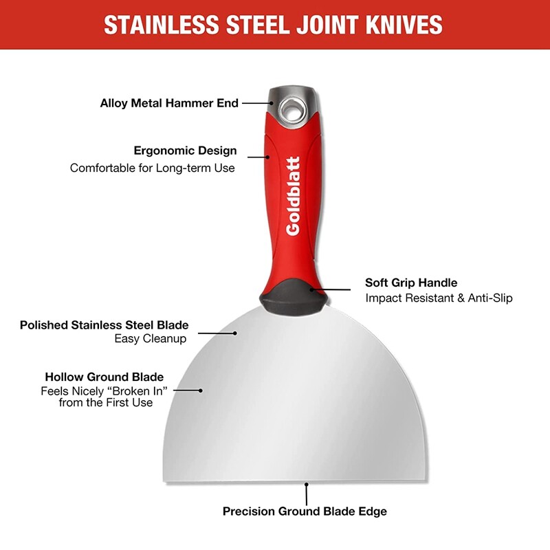 Goldblatt 2PCS Drywall Hand Tool Kit 13" Hawk 6" Stainless Steel Joint Knife Set gallery