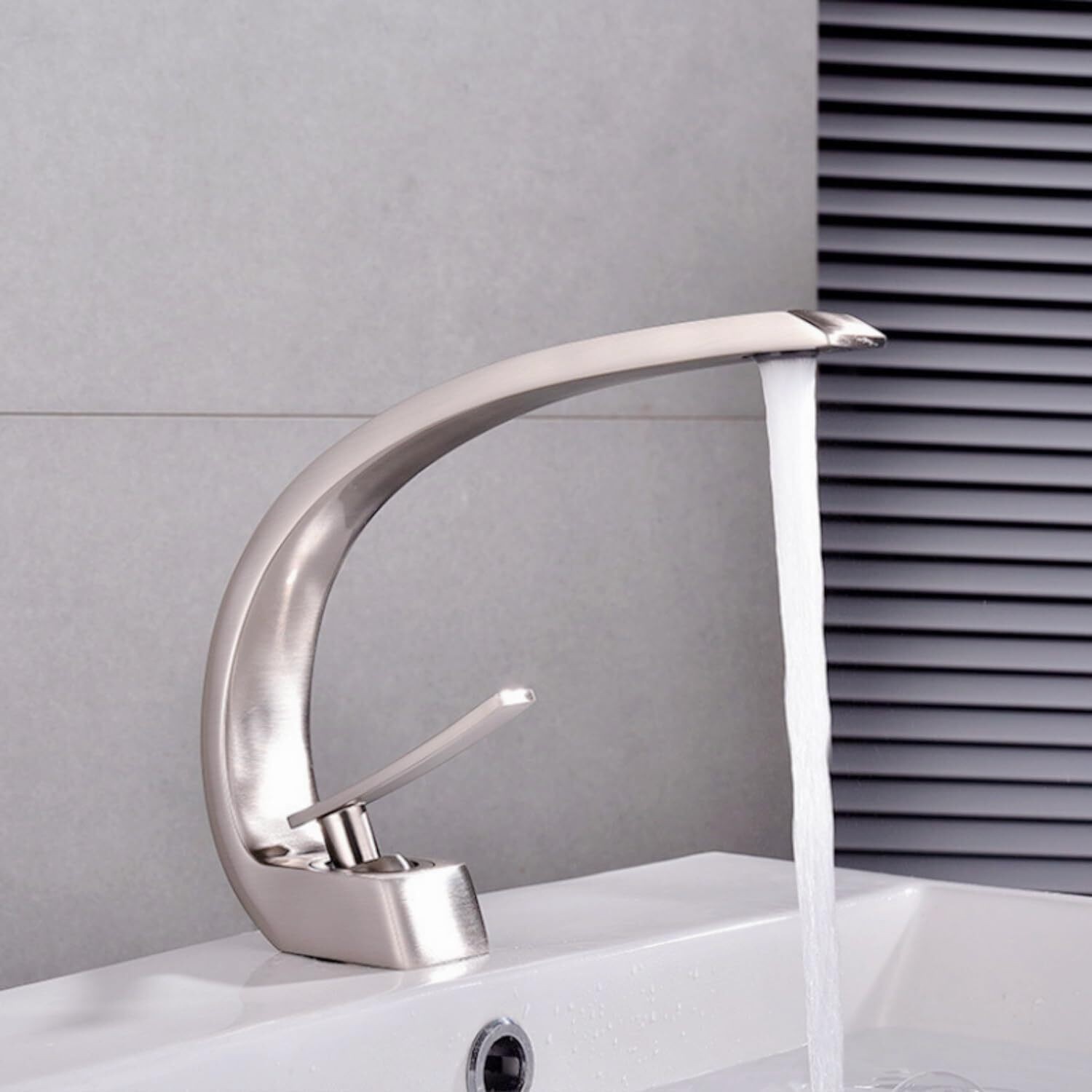 Bathroom Faucet Long Neck Single Hole Basin Mixer Tap Silver or Gold Clearance gallery