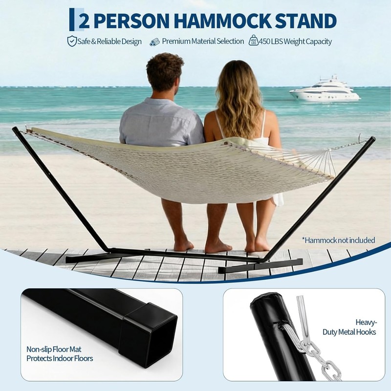 12 FT Hammock Stand with Hooks and Chains Heavy Duty Steel 450 Pounds Capacity gallery