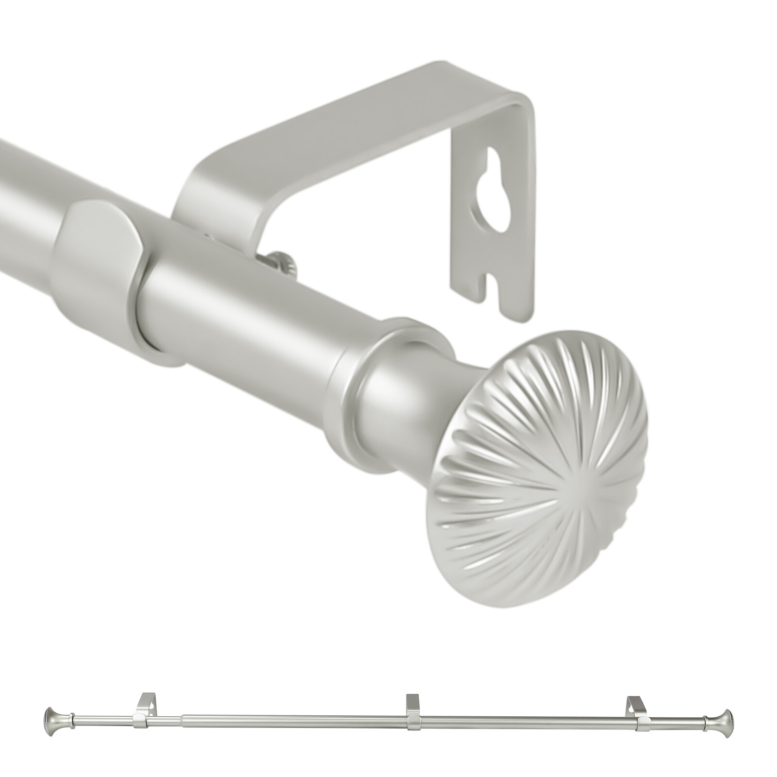 5/8" Adjustable Single Curtain Rod with Trumpet Finial, 28"-48"/"48-84"/"84-120" gallery