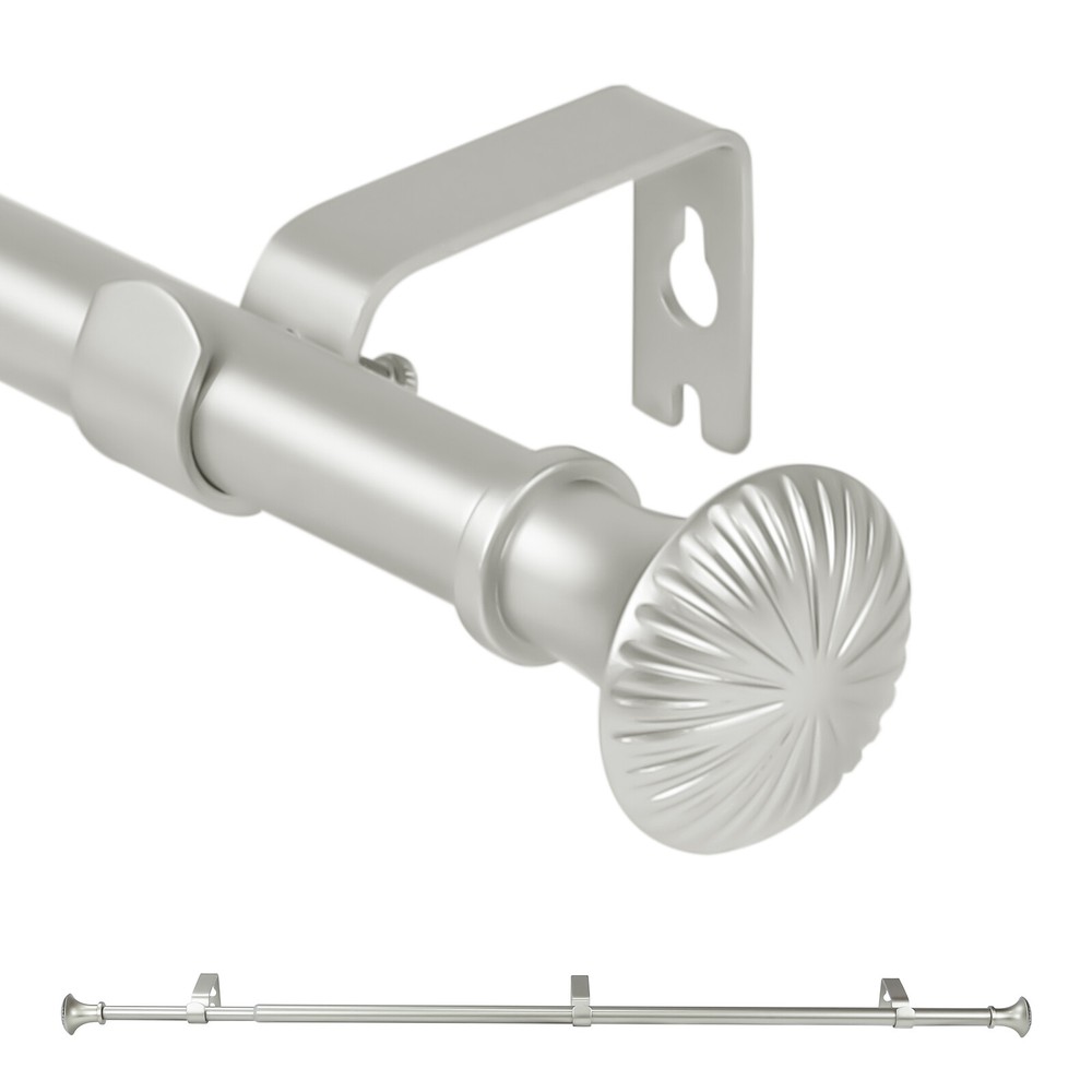 5/8" Telescoping Single Curtain Rods w/ Trumpet Finial, 28"-48"/48"-84"/84"-120"