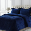 King Oversized Velvet Duvet Cover Set 3 Piece Navy Blue 260 GSM Plush Bedding gallery