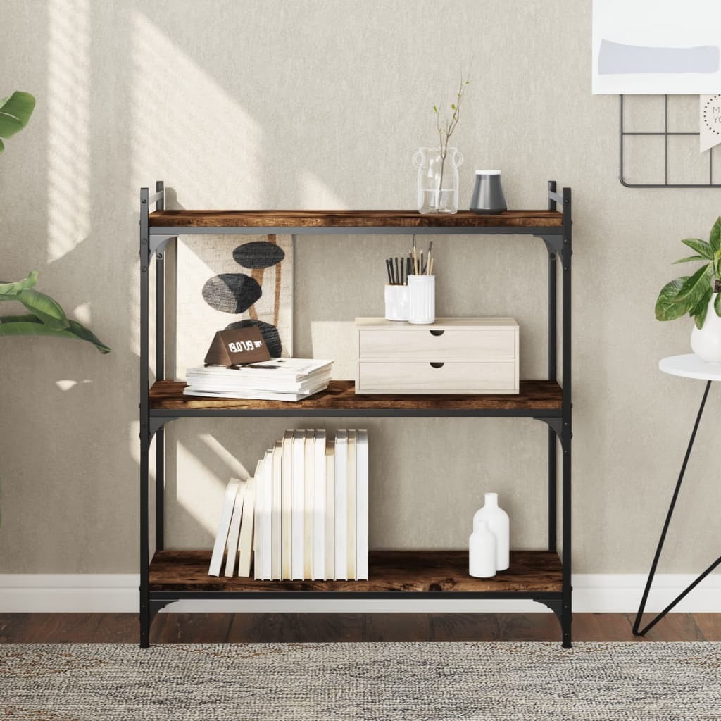 Bookcase Smoked Oak Engineered Wood, Metal Medium Bookcase gallery