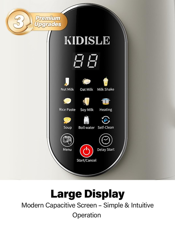 KIDISLE 51oz Nut Milk Maker Machine, 10-in-1 Soup with 140℉ 51OZ, Cream gallery