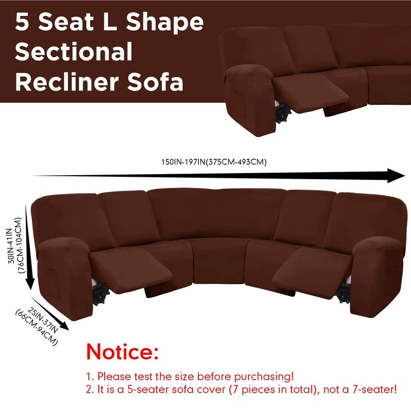 7 Pcs L Shape Sectional Recliner Sofa Covers 5 Seat Sectional Couch Covers Mi... gallery