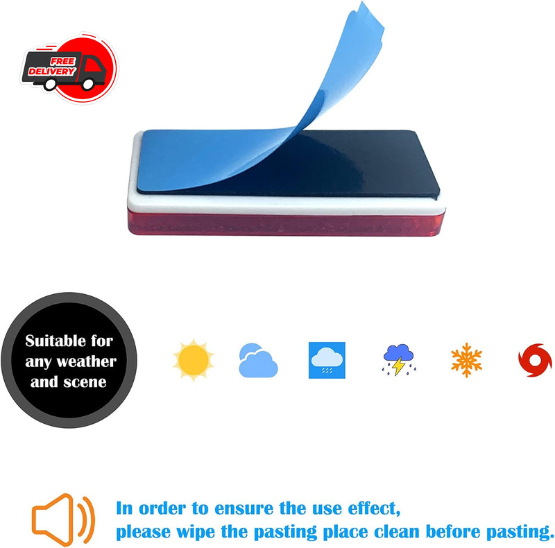 E-Mark DOT 4A CCC 2pcs Rectangle Reflector Self Adhesive Stick on Trailer -(Red) gallery