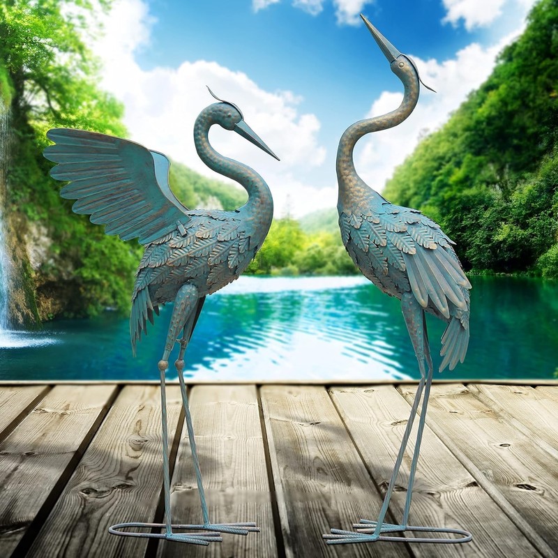 Weather-Resistant Crane Statues, Decorative Bird Sculptures for Lawn and Garden gallery