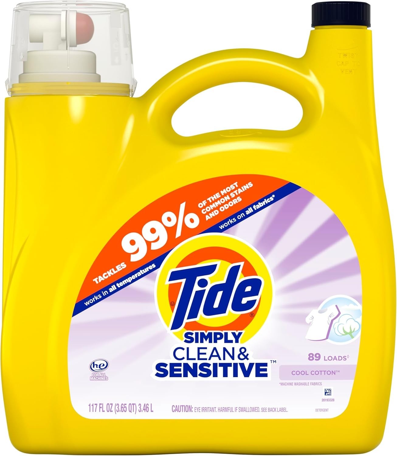 Tide Simply Clean & Sensitive Liquid Laundry Detergent,Cool Cotton Scent,89 Load gallery