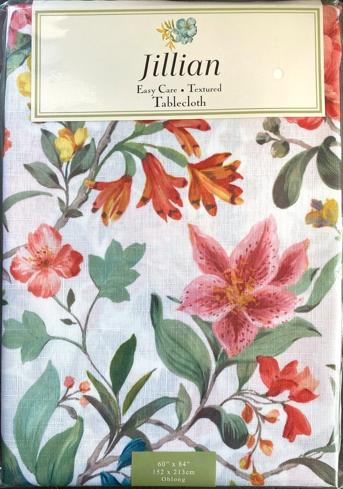 NONE Benson Mills "Jillian" Floral Textured Polyester Tablecloth, 3 Sizes, New