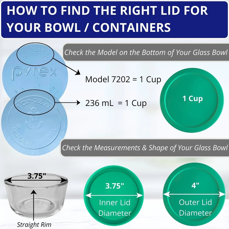 Replacement Lids for Pyrex 1, 2, 4 & 7 Cup - 4 Pack Lids Only gallery