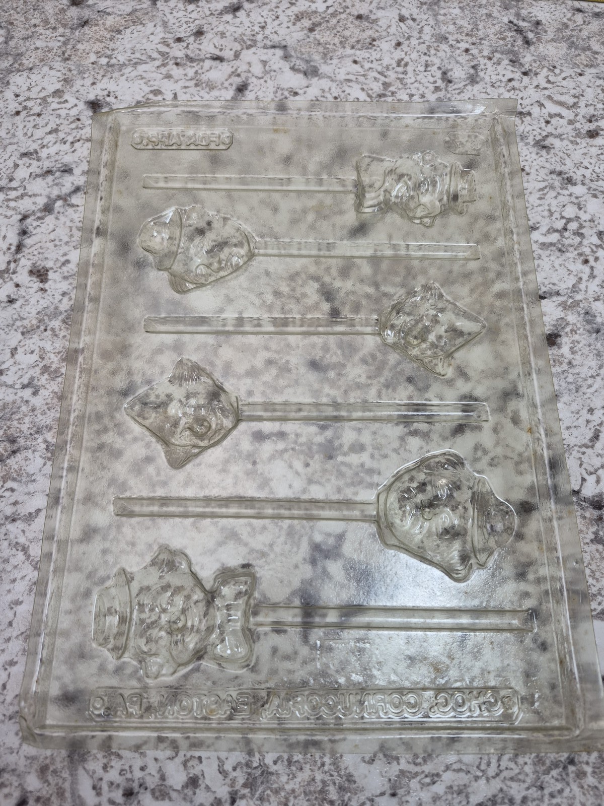 Choc. Cornucopia Clown Lollipop Chocolate Candy Mold Clear Plastic FDA Approved gallery