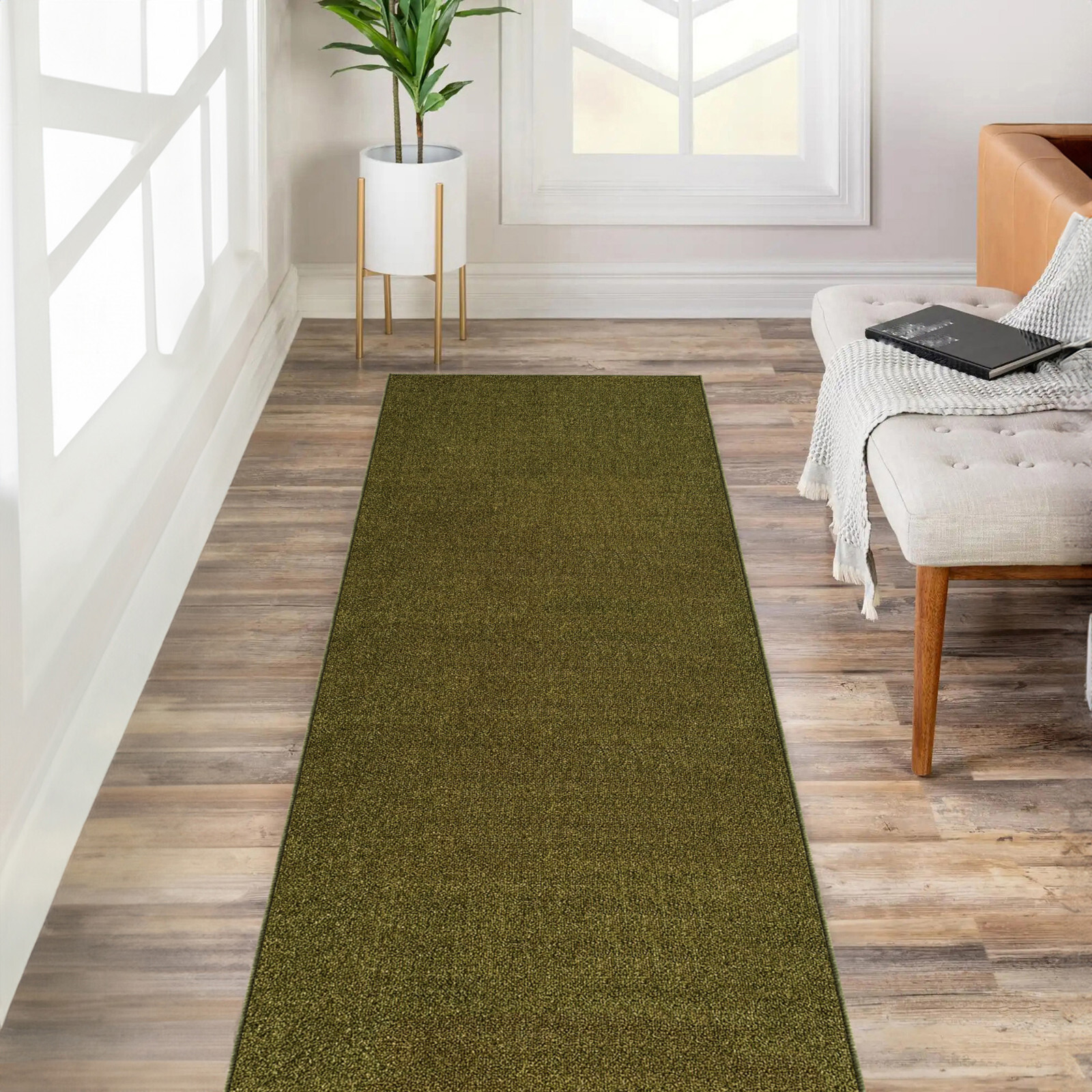 Custom Size SOLID ARMY GREEN Stair Hallway Runner Rug Non Slip Rubber Back gallery