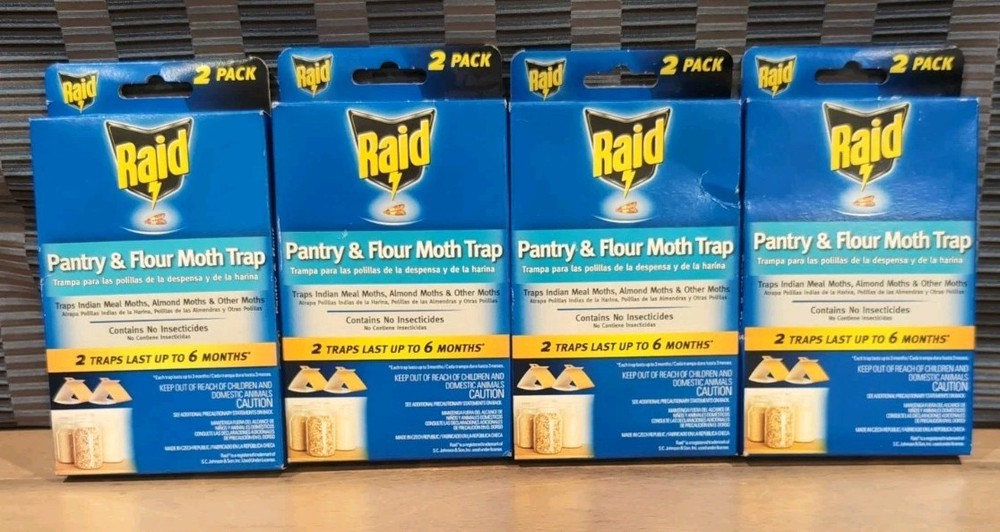 4 Boxes Raid Pantry & Flour Moth Traps. Lasts 6 months. No Insecticides. 8 Total
