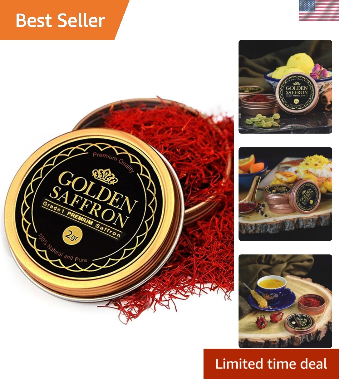 Finest Pure All Red Saffron Threads, Grade A+ Super Negin, Non-GMO Verified.... gallery