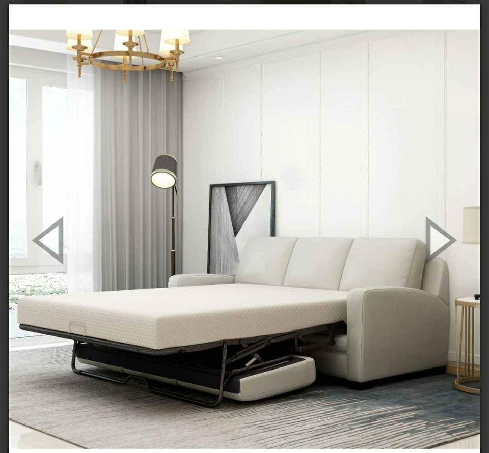 Leather Sleeper Sofa Ivory Kalana by Simon Li with Queen-sized Serene Mattress gallery