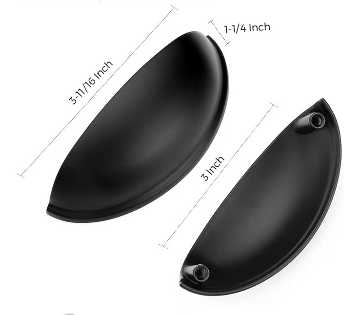 30 Pack Matte Black Cup Pulls 3 Inch Drawer Handles Kitchen Cabinet Hardware gallery