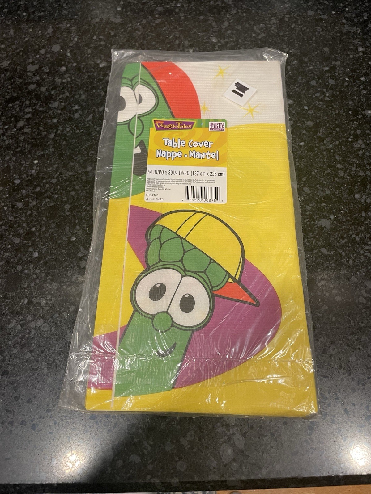 VTG Big Idea Party Express Veggie Tales Paper Tablecloth Table Cover 1999 MIP gallery