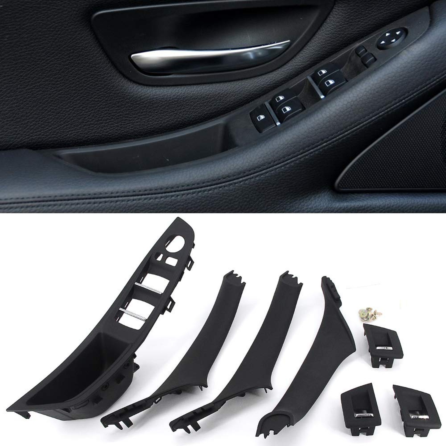 FEXON Black Window Switch Armrest Panel, Inner Door Pull Handle Trim Cover Ki... gallery