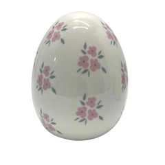 New Ceramic Flower Easter Egg Decoration Pink & White 6″ by My Texas House