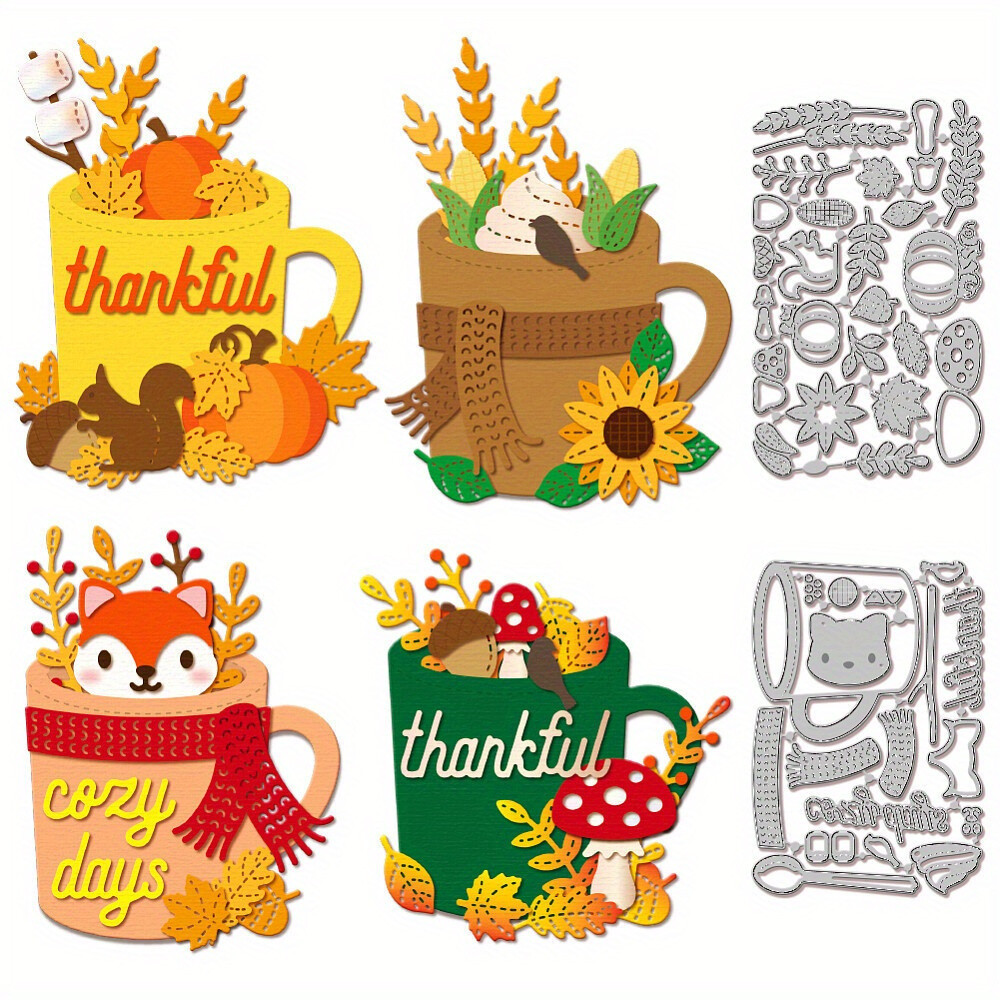 1Set 2pcs Autumn Theme Cup Carbon Steel Cutting Dies Stencils for DIY gallery
