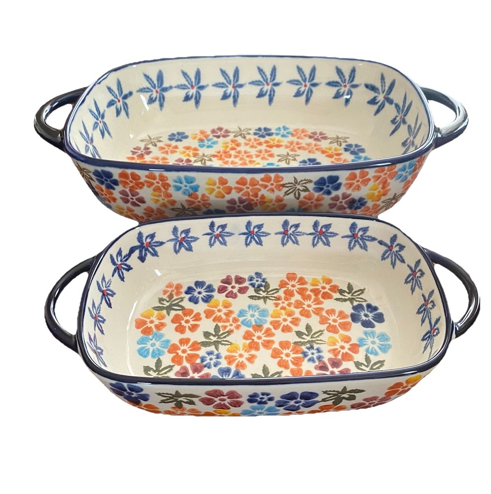 Ceramic Baking Dish Rectangular Bakeware Set Baking Pan, 2 Pc Caidesign