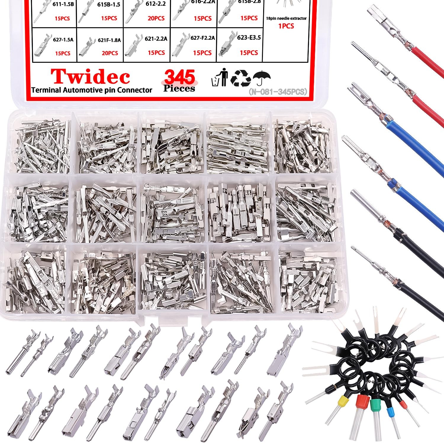 Car Electrical Wire Terminal Pins Connector Kit 1/1.5/1.8/2.2/2.8mm Auto Crimp gallery