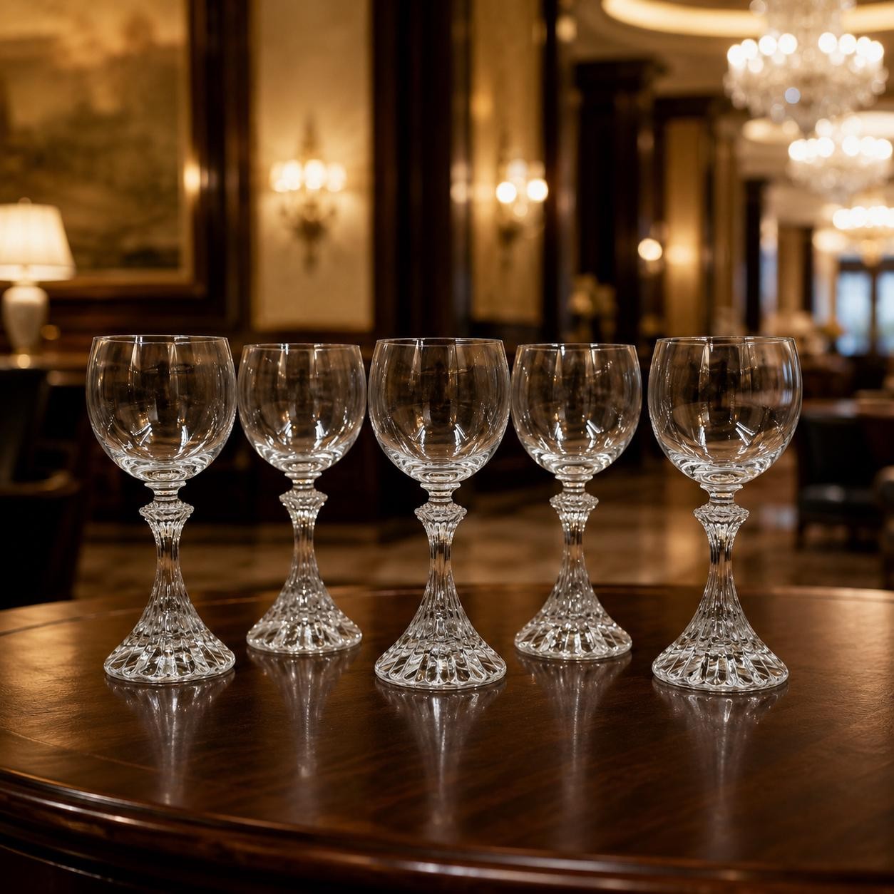 Crystal Wine Goblets Mikasa The Ritz Set Of 5 Vintage Art Deco Stemware gallery