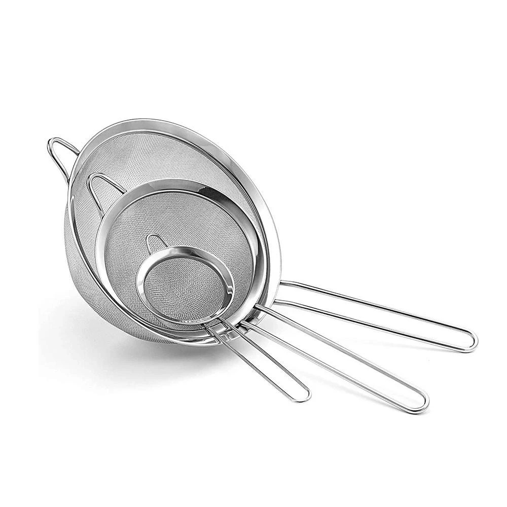 3PCS Kitchen Fine Mesh Strainer Stainless Steel Liquid Colander Sieve Strainer gallery
