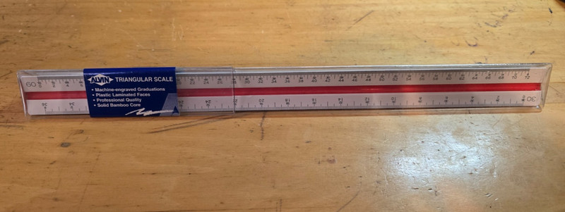 ALVIN 241B - Bamboo Engineer Triangular Scale - NIB gallery