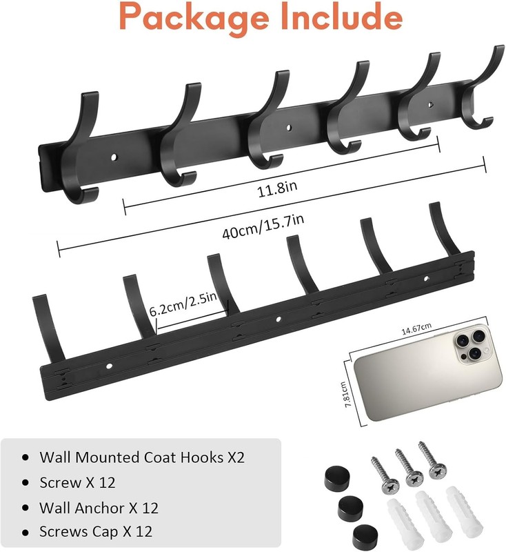 Coat Rack Wall Mount, Wall Hooks for Hanging, Entry Coat Hooks Coat Hanger, Hat gallery