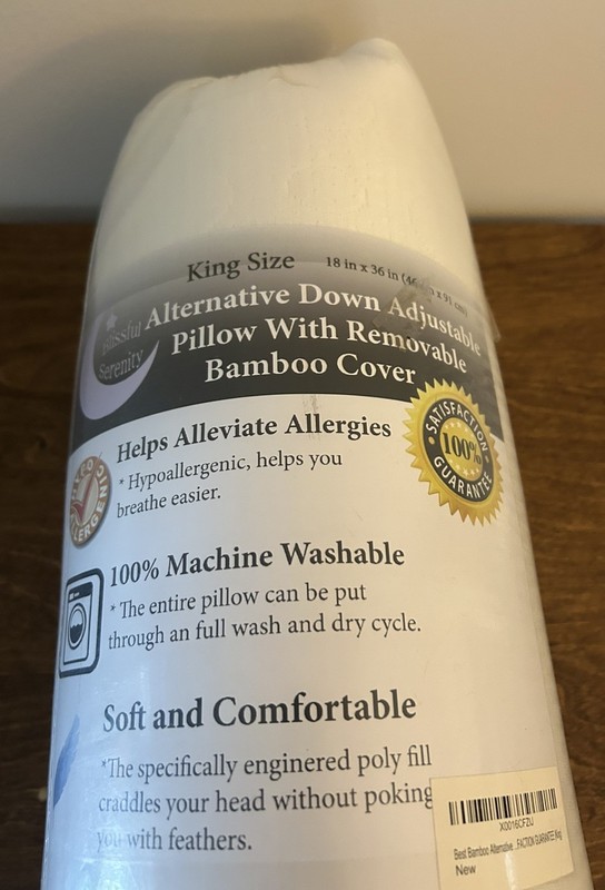 Blissful Serenity King Size Adjustable Down Alternative Pillow with Bamboo Cover gallery