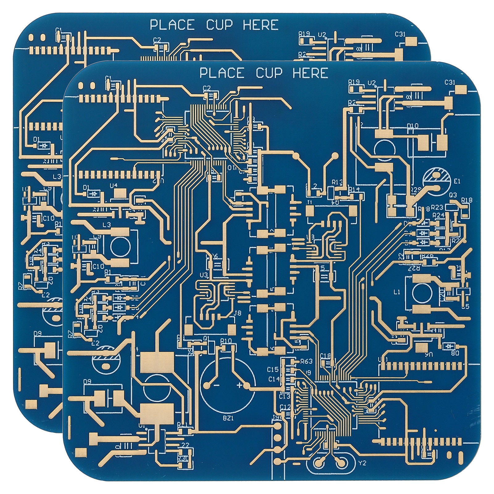 2pcs Coasters, PCB Circuit Board Coasters FR-4 Drink Bar Coasters, Blue gallery