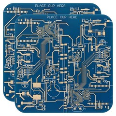 2pcs Coasters, PCB Circuit Board Coasters FR-4 Drink Bar Coasters, Blue