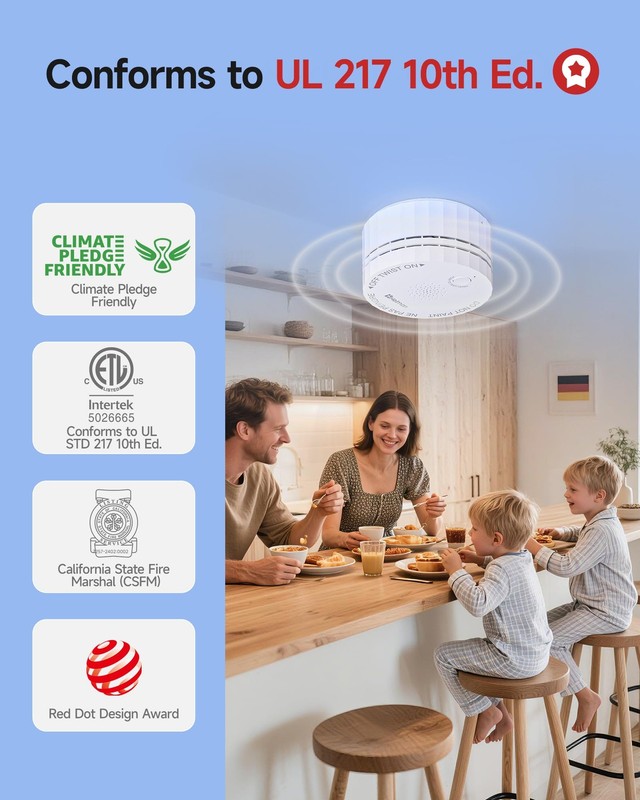 Smoke Detector Wireless Interconnected Battery Operated 5 Pack Heiman UL 10th gallery