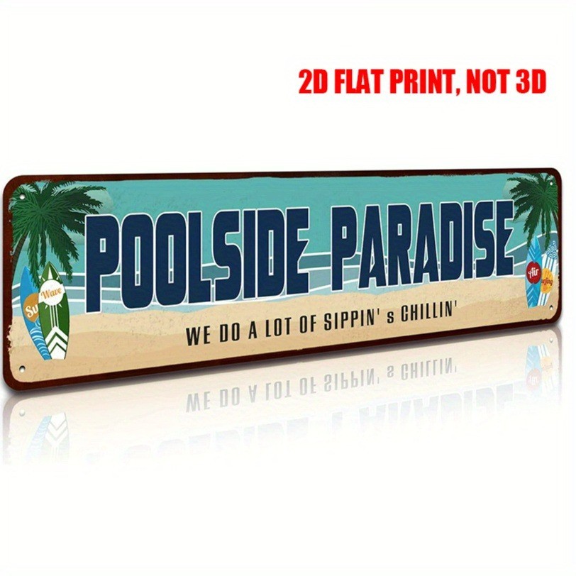 Pool Decor Poolside Paradise Retro Outdoor Metal Tin Sign Coastal Beach Park Bar gallery