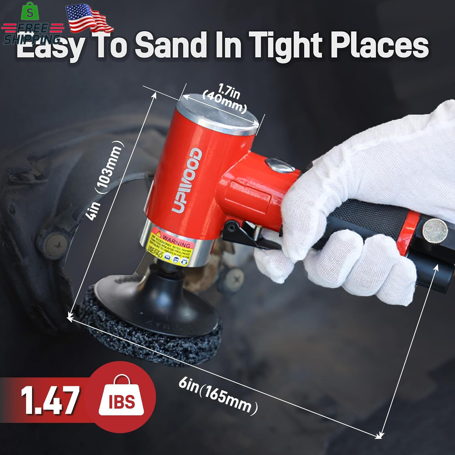 3 Inch Air Sander Angle Grinder Pneumatic Polishing Tool with 41PCS Discs gallery