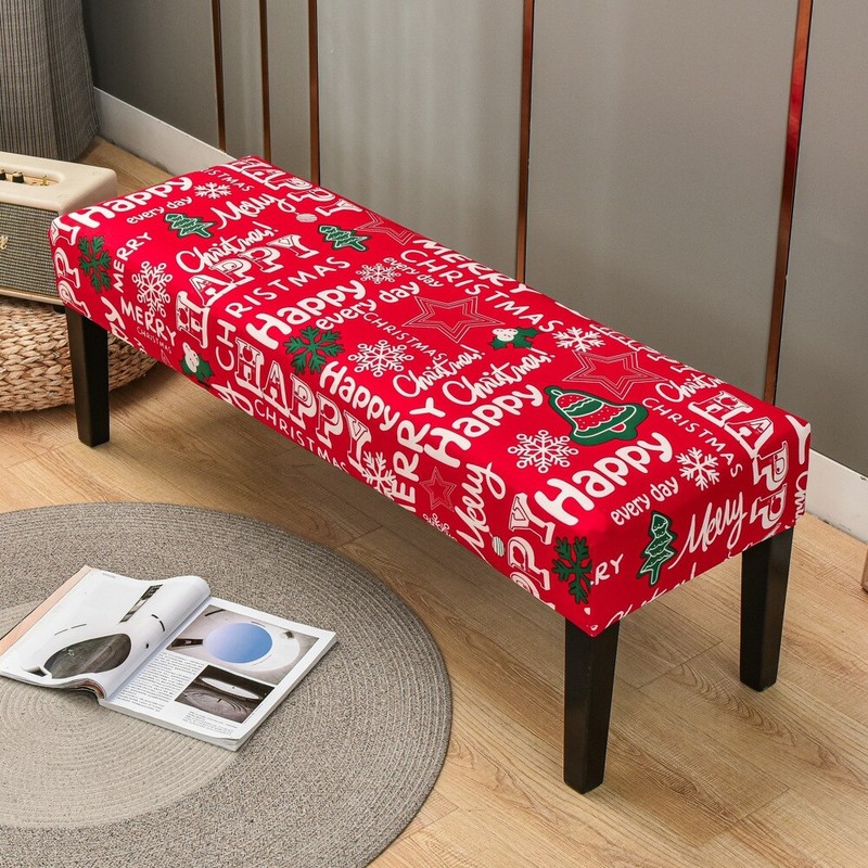 Stretch Printed Dining Bench Cover Long Bench Stool Slipcover Seat Protector gallery