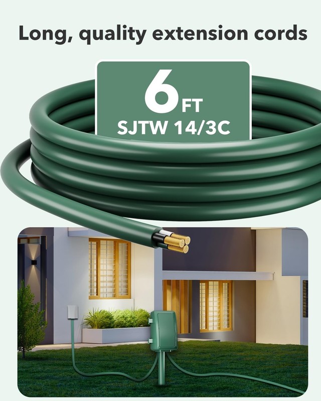 BN-LINK 24 Hour Outdoor Mechanical Timer 6 Outlets Garden Power Stake Waterproof gallery