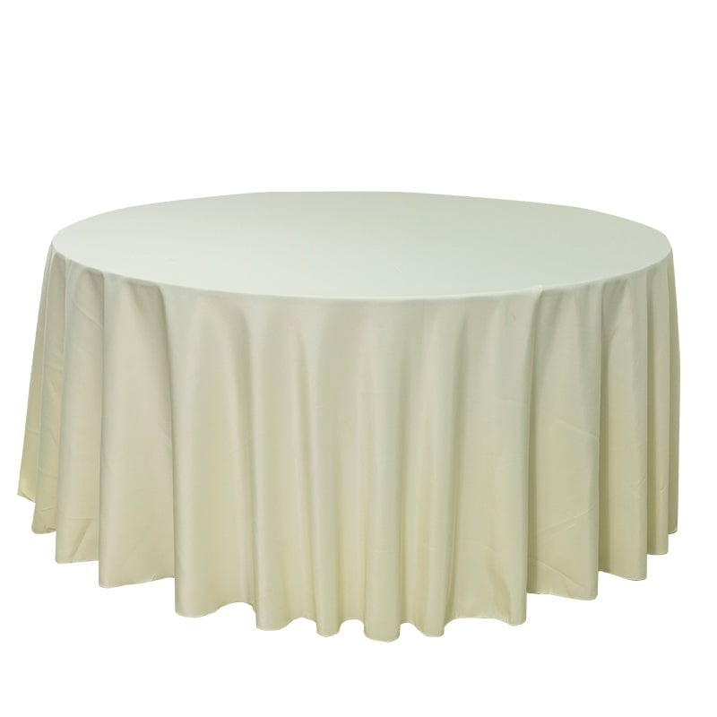 5-Pack Ivory Round Polyester Tablecloth 190gsm 132" by Chivari gallery